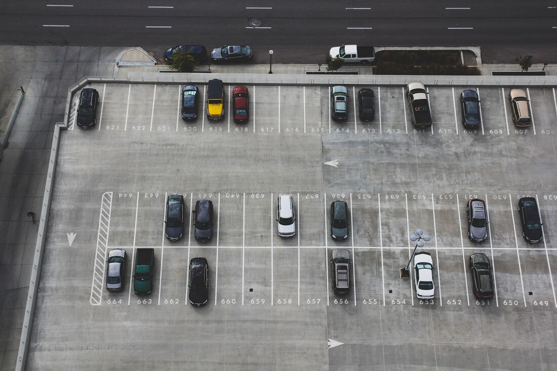 A top-down view of a parking space.
