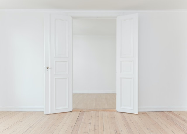 white double doors with blank slate interior 